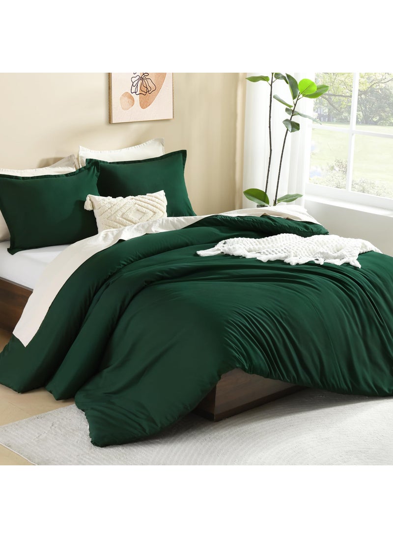 Litanika Litanika Dark Emerald Green Comforter California King Size  3 Pieces Cal King Lightweight Solid Bedding Comforter Set  All Season Fluffy Bed Set (104x96In Comforter & 2 Pillowcases)  - Image 4