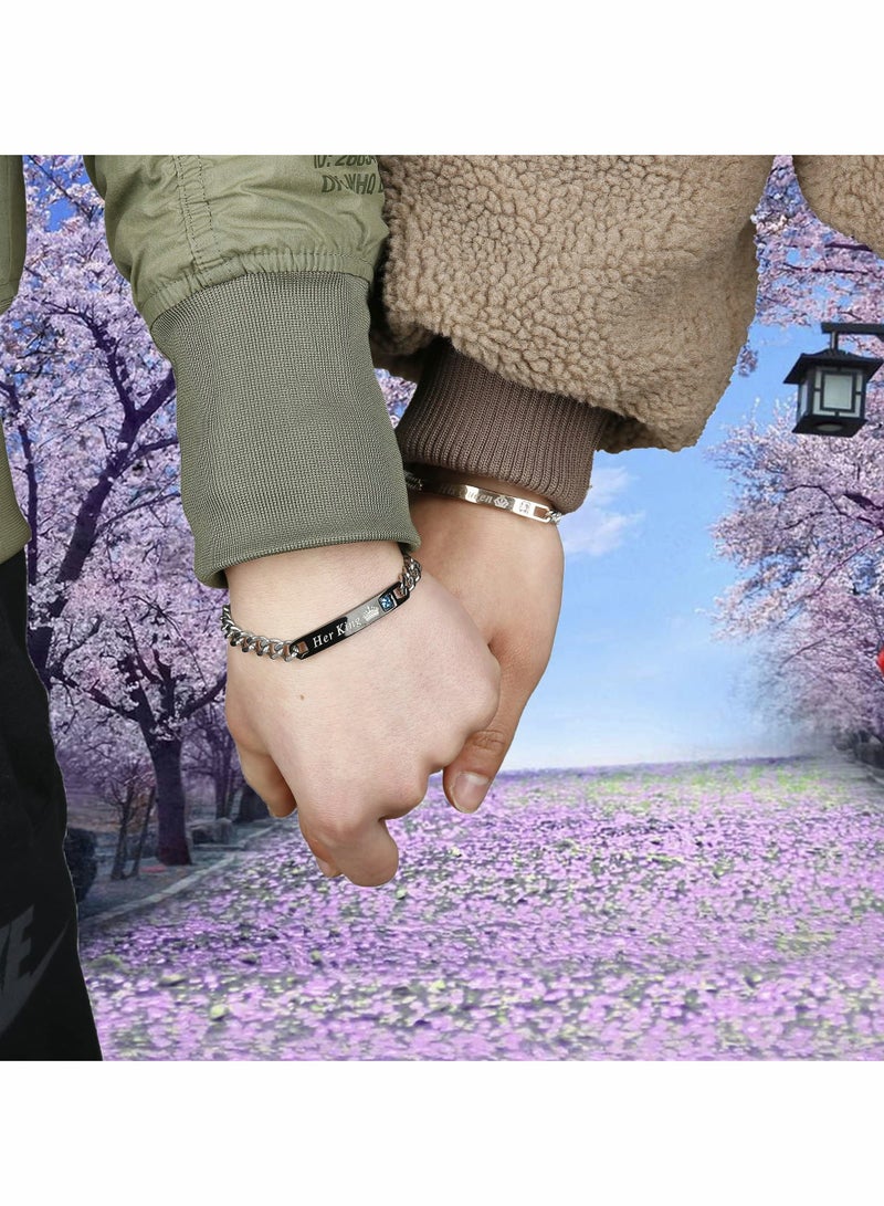 KASTWAVE Couple Bracelet, Ladies Men's Matching Magnetic Crown Queen Bracelet Beads Natural Stone Beads Couple Beads Suitable for Gifts 4Pcs - Image 5