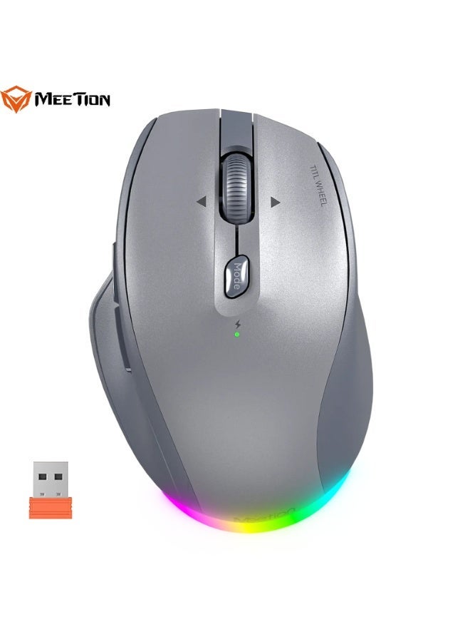MEETION Dual Mode Wireless Ergonomic Mouse BTM007 4-direction scroll wheel Dual Mode Connectivity Long Lasting battery RGB backlighting 4 Adjustable DPI Level - Image 1