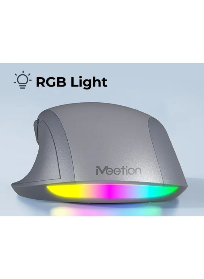 MEETION Dual Mode Wireless Ergonomic Mouse BTM007 4-direction scroll wheel Dual Mode Connectivity Long Lasting battery RGB backlighting 4 Adjustable DPI Level - Image 3