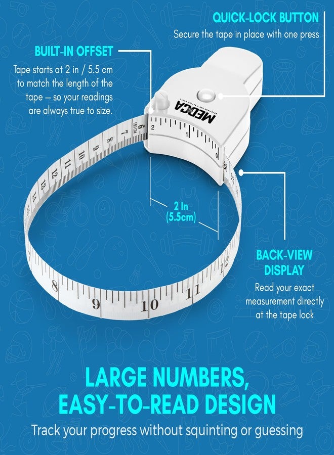 MEDca Body Fat Caliper and Measuring Tape for Body - Skinfold Calipers and Body Fat Tape Measure Tool for Accurately Measuring BMI Skin Fold Fitness and Weight-Loss (White) - Image 3