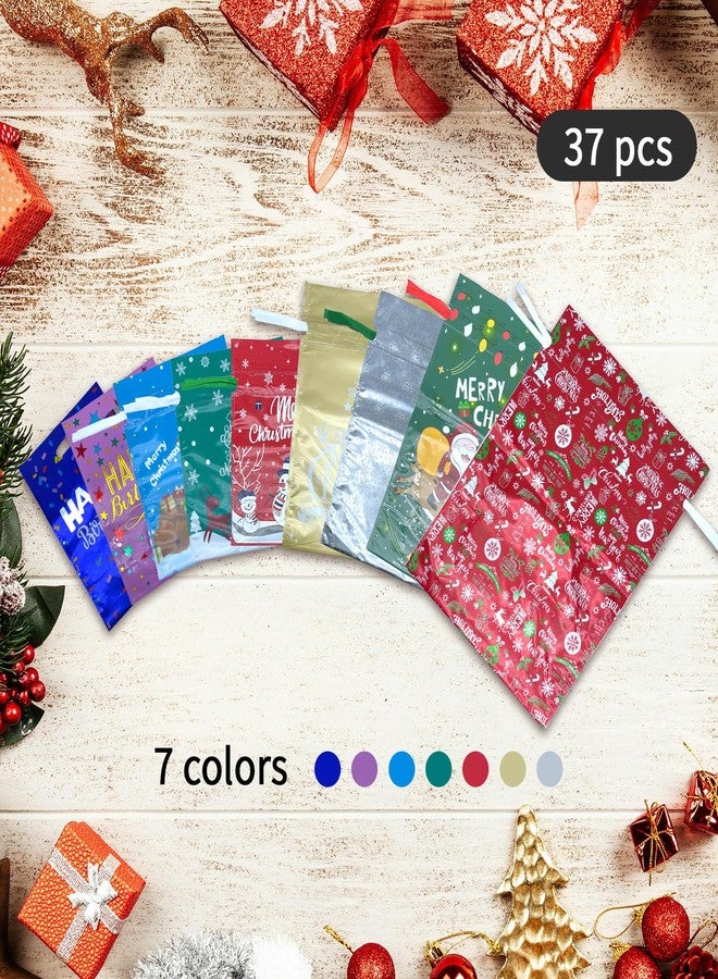 ANTOWIN 37PCS Christmas Gift Bags with Tags, Assorted Sizes, Christmas Foil Gift Wrapping Sacks Pouches for Presents Party Favor, Birthday Gift Bags, Reusable Bags - Image 3