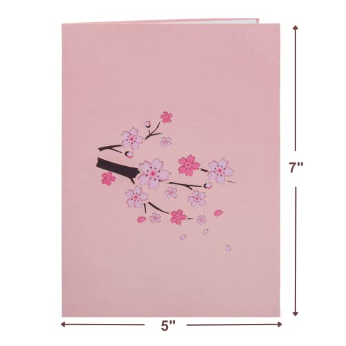 Paper Love 3D Cherry Blossom Pop Up Card, Gift for Birthday, Wedding, Anniversary, Thank You, Get Well, All Occasion or Just Because - 5" x 7" Cover - Includes Envelope and Note Tag - Image 2