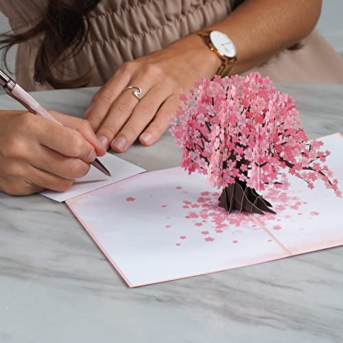 Paper Love 3D Cherry Blossom Pop Up Card, Gift for Birthday, Wedding, Anniversary, Thank You, Get Well, All Occasion or Just Because - 5" x 7" Cover - Includes Envelope and Note Tag - Image 5