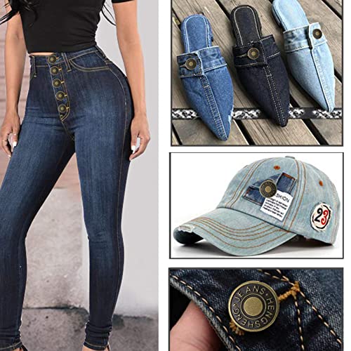 YouOKLight Buttons for Jeans,17 mm no-sew nailess Removable Metal Jeans Buttons Replacement Repair Combo Thread Rivets and Screwdrivers,12 Replacement Buttons, Simple Installation, Reusable. - Image 2