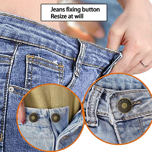 YouOKLight Buttons for Jeans,17 mm no-sew nailess Removable Metal Jeans Buttons Replacement Repair Combo Thread Rivets and Screwdrivers,12 Replacement Buttons, Simple Installation, Reusable. - Image 3