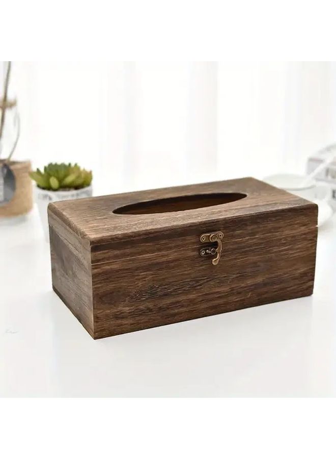 Large Carbon Burning Color Wooden Flip Lid Tissue Box For Living Room Home Office - Image 2