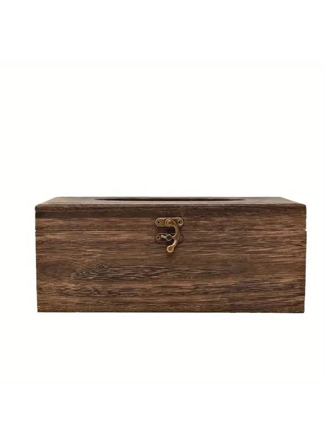 Large Carbon Burning Color Wooden Flip Lid Tissue Box For Living Room Home Office - Image 5
