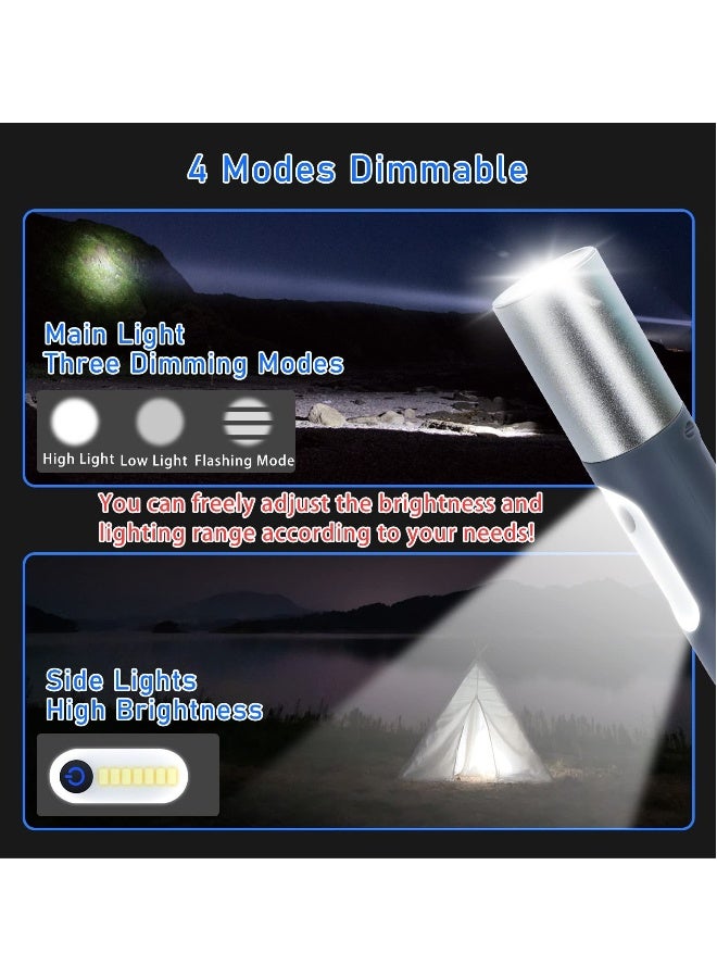 SYOSI LED Flashlight, Rechargeable Flashlight with IP4X Waterproof & Type-C Charging Cable High Lumens 4 Modes Zoomable Flashlight for Camping, Outdoors, Emergencies, Home Use, etc - Image 3