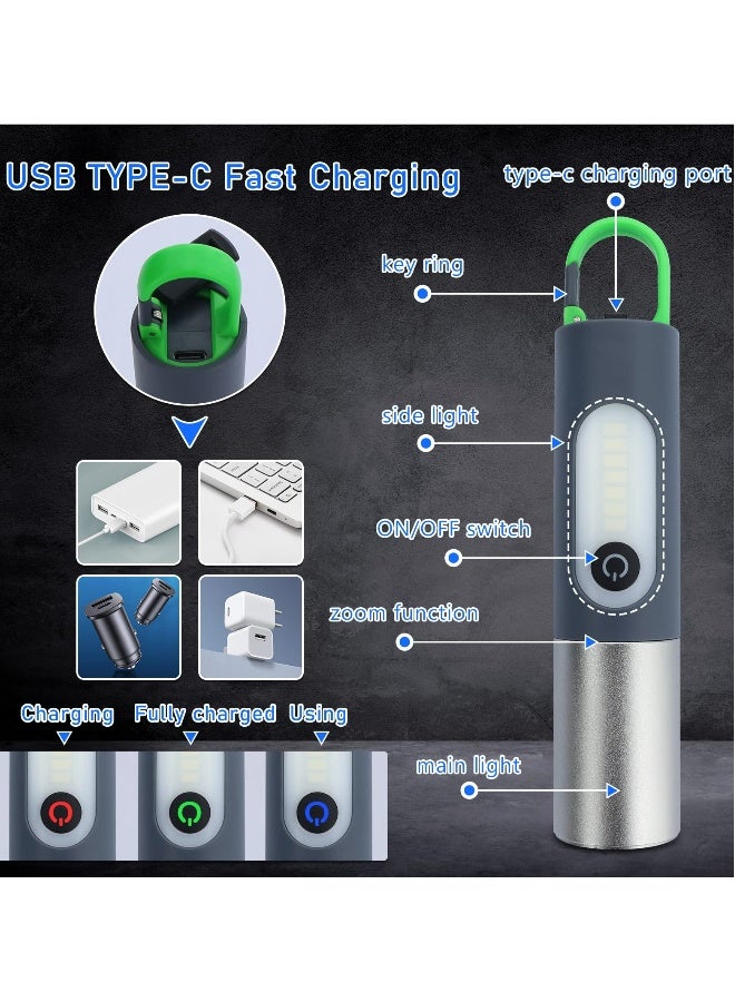 SYOSI LED Flashlight, Rechargeable Flashlight with IP4X Waterproof & Type-C Charging Cable High Lumens 4 Modes Zoomable Flashlight for Camping, Outdoors, Emergencies, Home Use, etc - Image 4