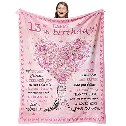 Gevuto 13 Year Old Girl Gifts for Birthday Blanket 50" x 60", 13th Birthday Decorations for Girls, Presents for 13 Year Old Girl, 13th Birthday Gifts for Girls - Image 1