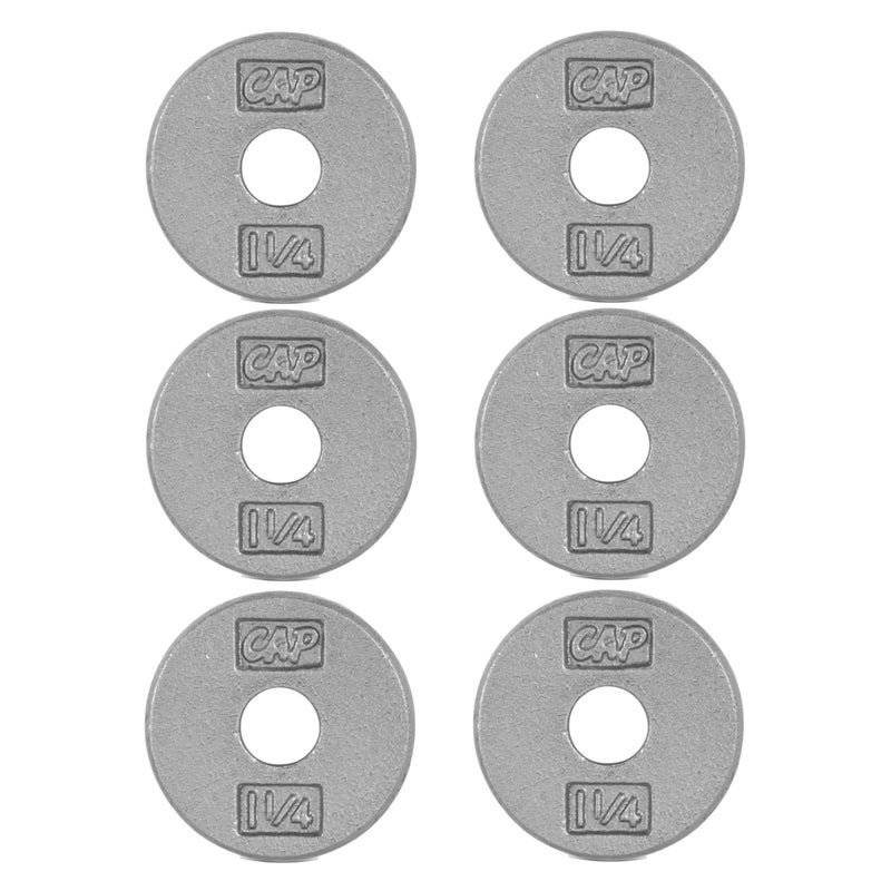 CAP Barbell Cast Iron Standard 1-Inch Weight Plate Set â€“ Barbell Weights for Home Gym, Strength Training, and Weightlifting, 1.25 lb Set of 6, Gray - Image 1