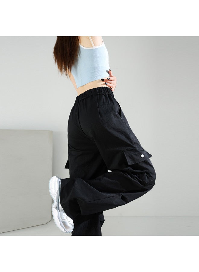 TonLion Summer Thin High-waist Slimming Floor-length Casual Pants For Women - Solid Color Versatile Minimalist Korean Style Loose Wide-leg Trousers - Image 2