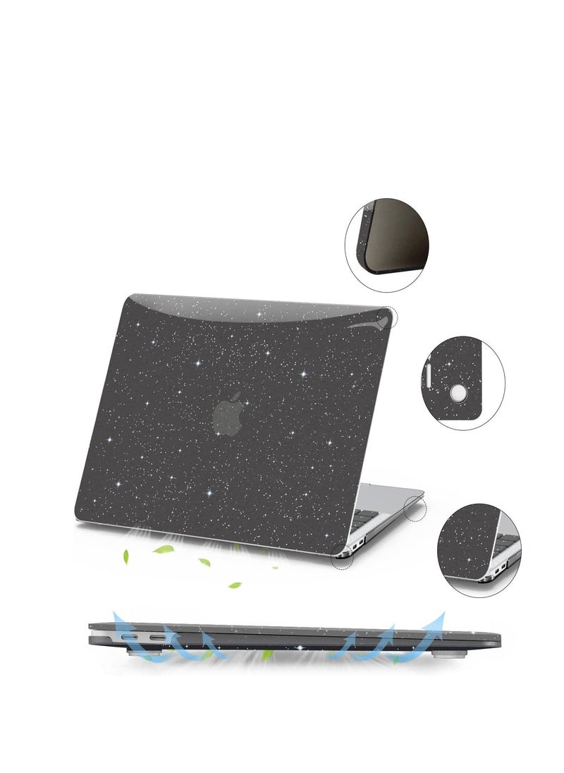Generic - 3 in 1 Black Shining Glitter Plastic Laptop Hard Shell Case with Keyboard Cover & Screen Protector Compatible for MacBook Air 13.6 M2 Chip A2681 and M3 Chip A3113 and M4 Chip A3240 - Image 1