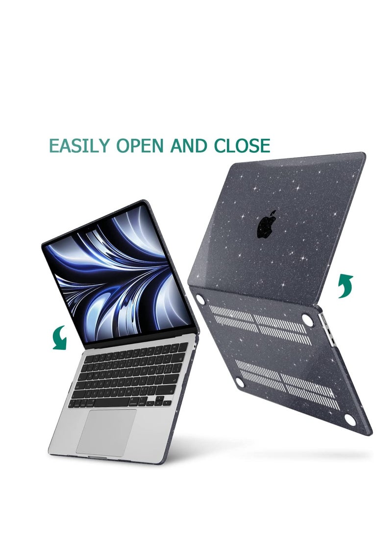 Generic 3 in 1 Black Shining Glitter Plastic Laptop Hard Shell Case with Keyboard Cover & Screen Protector Compatible for MacBook Air 13.6 M2 Chip A2681 and M3 Chip A3113 and M4 Chip A3240  - Image 5