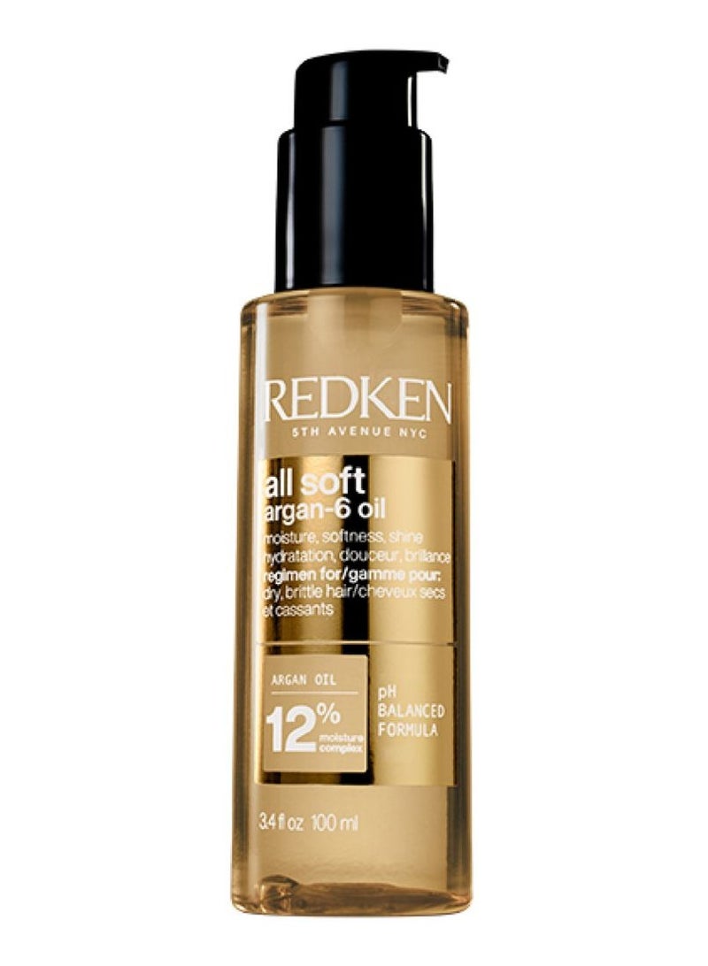 Redken All Soft Argan-6 Oil for Dry, Brittle Hair 100ml - Image 1