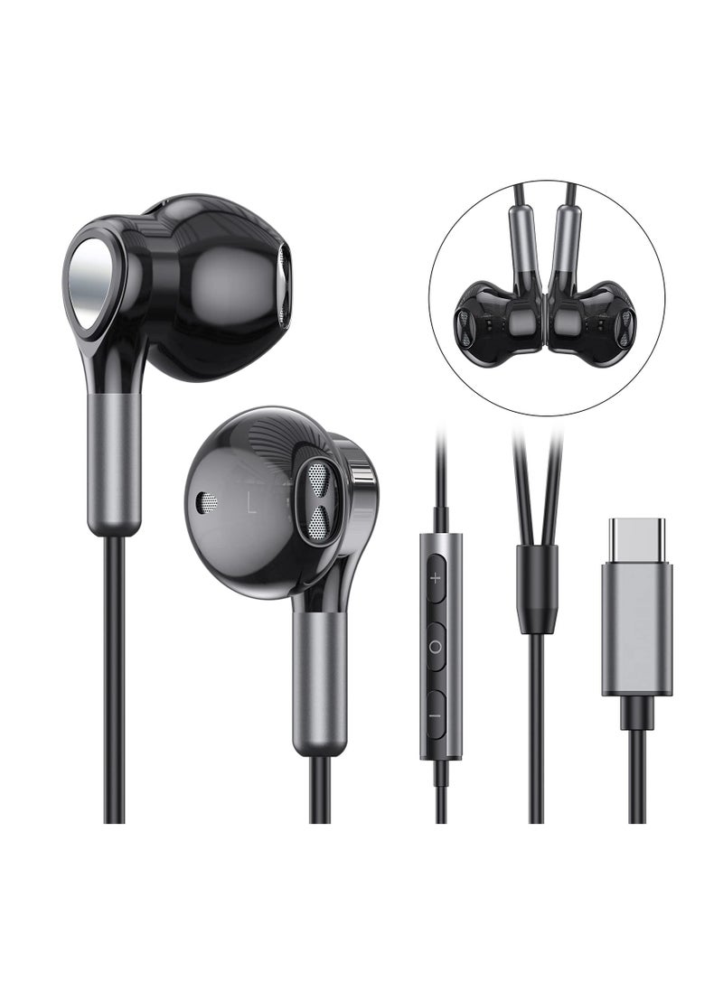 Generic - USB C Headphones for Samsung Galaxy S23 Ultra, S22, S21 FE, S20 - Wired In-Ear Earbuds with Mic, Compatible with Pad Pro, Pixel, OnePlus - USB Type C Earphones - Image 1