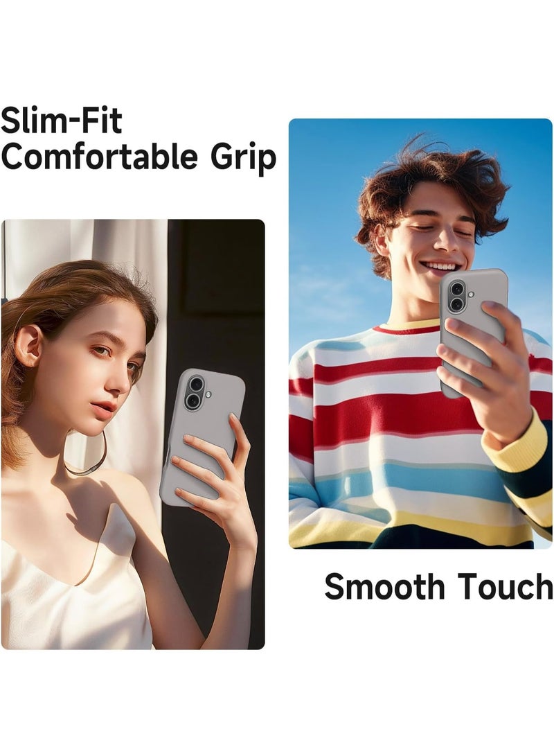 Ultra Slim Silicone Phone Case Compatible with iPhone 17 - Shockproof Phone Case with Soft Anti-Scratch Microfiber Lining-(Stone Gray) - Image 4