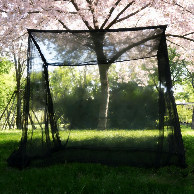 Comtelek Canopy Bed Curtains 4 Corners Mosquito Net Mosquiteros para Camas Bed Canopies Netting Bed Drapes Rectangular Mosquito Mesh for Patio Gothic Outdoor Travel Home Decorï¼ˆL75 X W35 X H63,1 Opening,Blackï¼‰ - Image 4