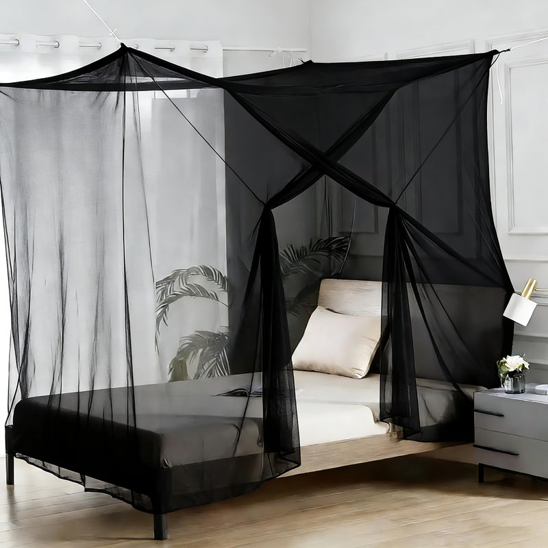 Comtelek Canopy Bed Curtains 4 Corners Mosquito Net Mosquiteros para Camas Bed Canopies Netting Bed Drapes Rectangular Mosquito Mesh for Patio Gothic Outdoor Travel Home Decorï¼ˆL75 X W35 X H63,1 Opening,Blackï¼‰ - Image 1