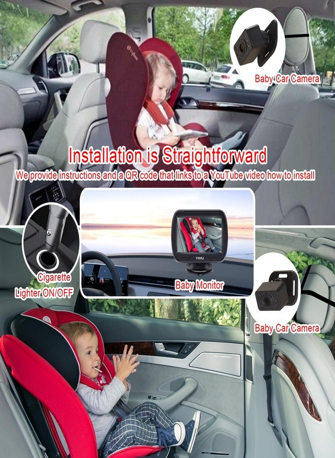 YIMU HD720P Rear Seat Baby Car Camera for Backseat, Car Headrest Quick-Install Monitor, Night Vision, 360° Rotatable car Camera for Baby with 4.3 inch car Baby Monitor (KB41) - Image 3