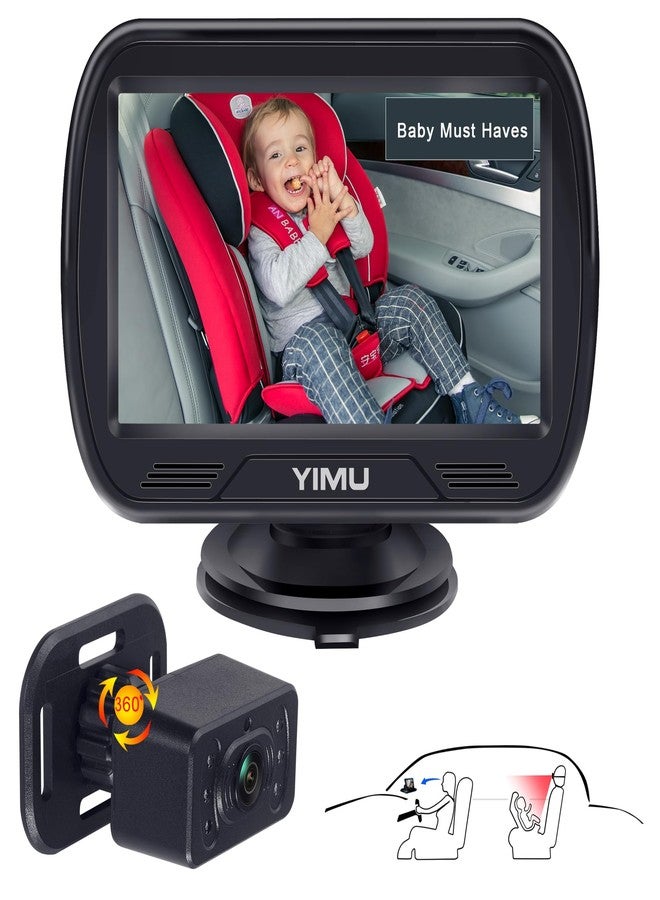 YIMU HD720P Rear Seat Baby Car Camera for Backseat, Car Headrest Quick-Install Monitor, Night Vision, 360° Rotatable car Camera for Baby with 4.3 inch car Baby Monitor (KB41) - Image 1