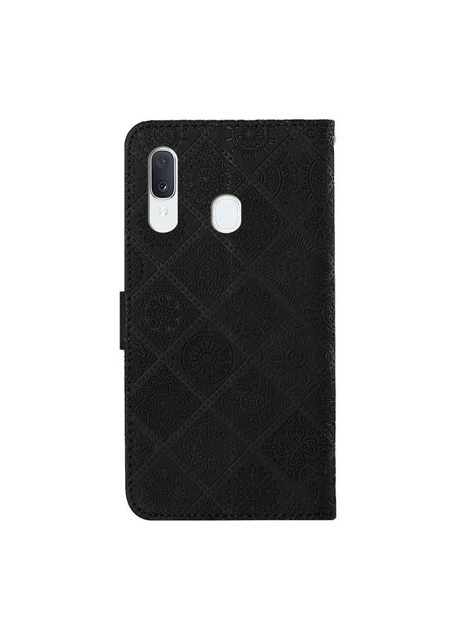 اس-توب جراب لهاتف Samsung Galaxy A20 / A30، جراب جلدي أفقي منقوش بنمط عرقي مع حامل وفتحات للبطاقات ومحفظة وحبل - Image 3