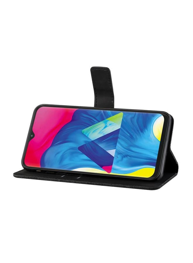 اس-توب جراب لهاتف Samsung Galaxy A20 / A30، جراب جلدي أفقي منقوش بنمط عرقي مع حامل وفتحات للبطاقات ومحفظة وحبل - Image 5