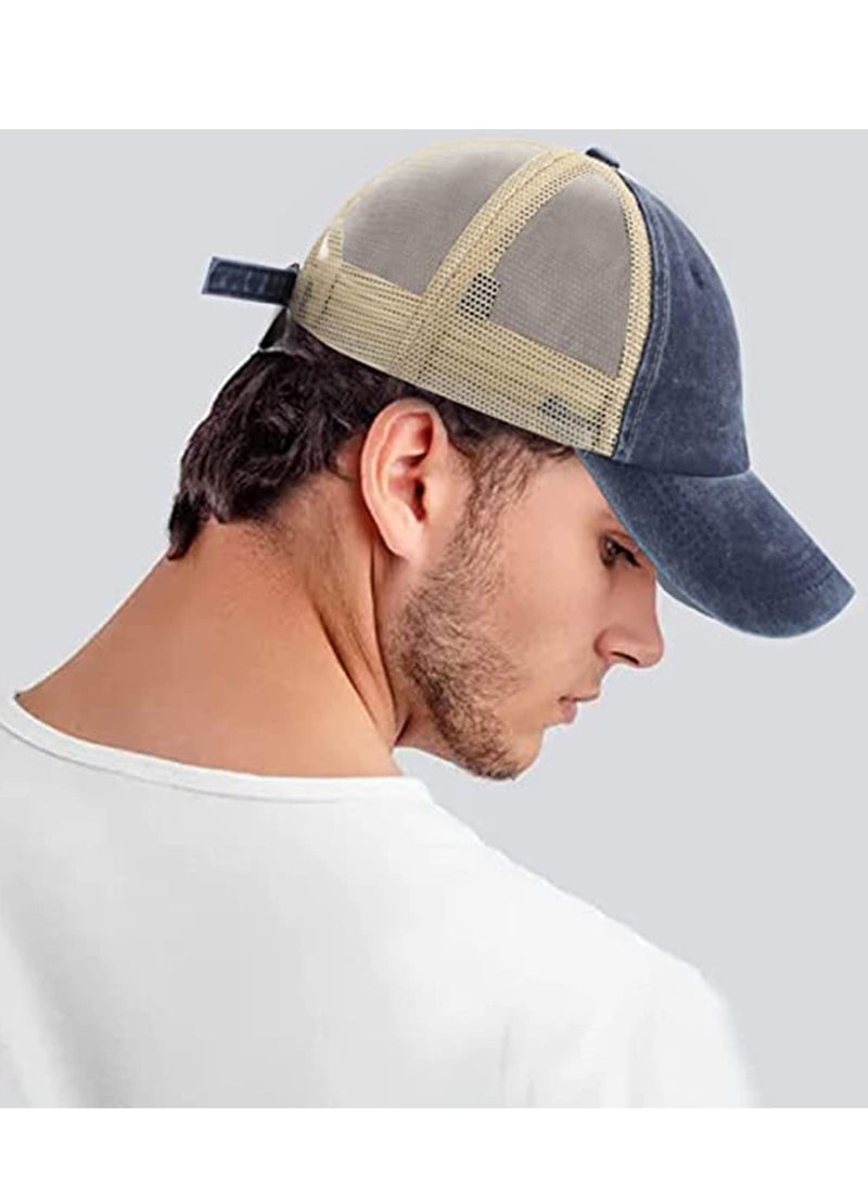 SYOSI - 4 Pack Vintage Unstructured Trucker Hat, Adjustable Cotton Washed Distressed Mesh Back Baseball Cap for Outdoor Sports Tennis - Image 1
