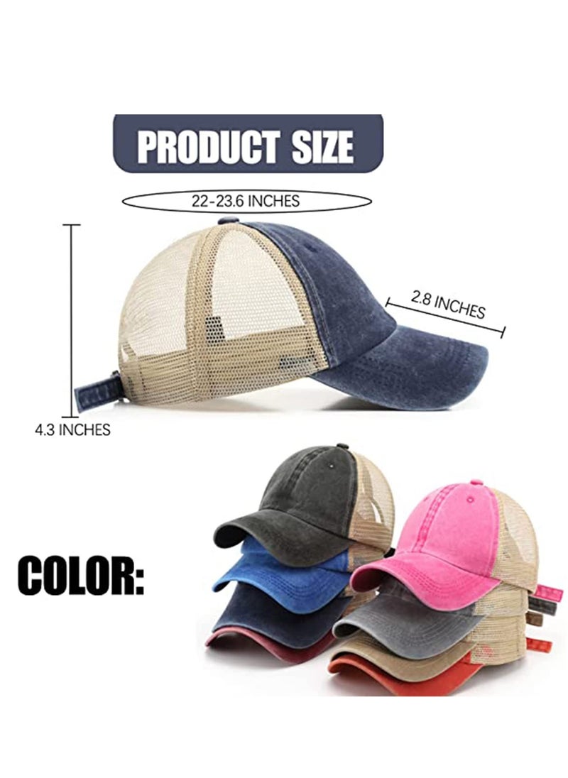 SYOSI - 4 Pack Vintage Unstructured Trucker Hat, Adjustable Cotton Washed Distressed Mesh Back Baseball Cap for Outdoor Sports Tennis - Image 1