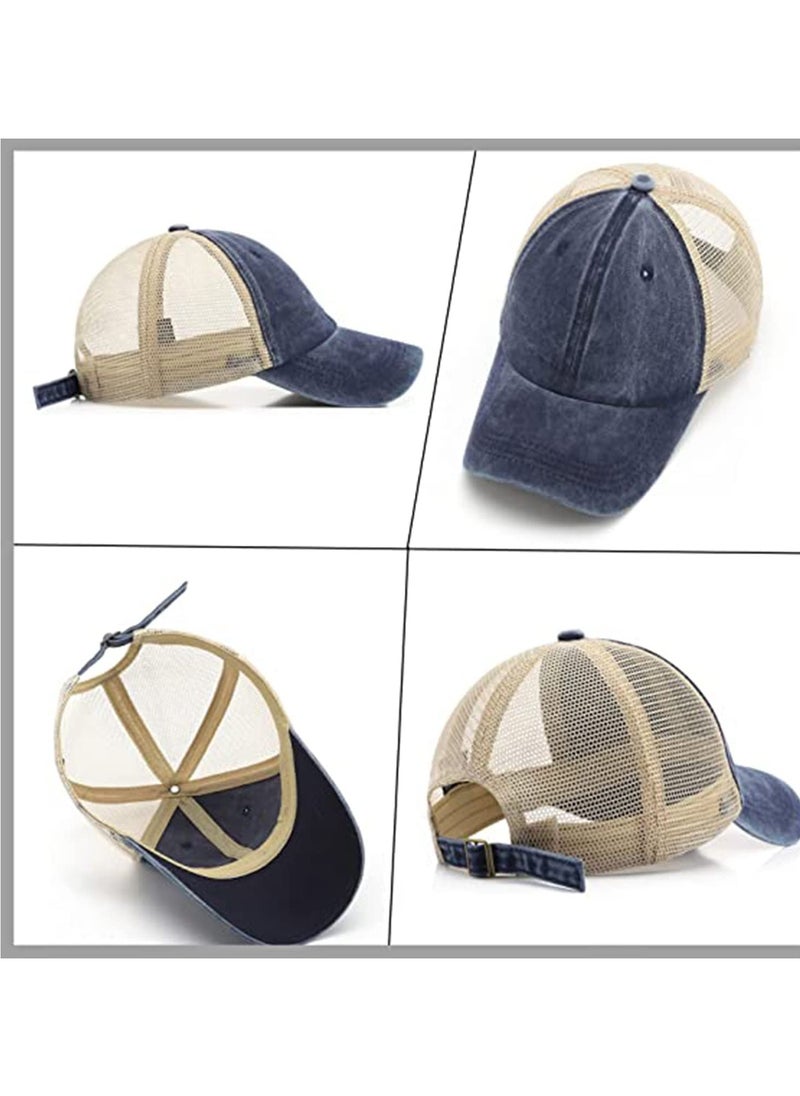 SYOSI - 4 Pack Vintage Unstructured Trucker Hat, Adjustable Cotton Washed Distressed Mesh Back Baseball Cap for Outdoor Sports Tennis - Image 1