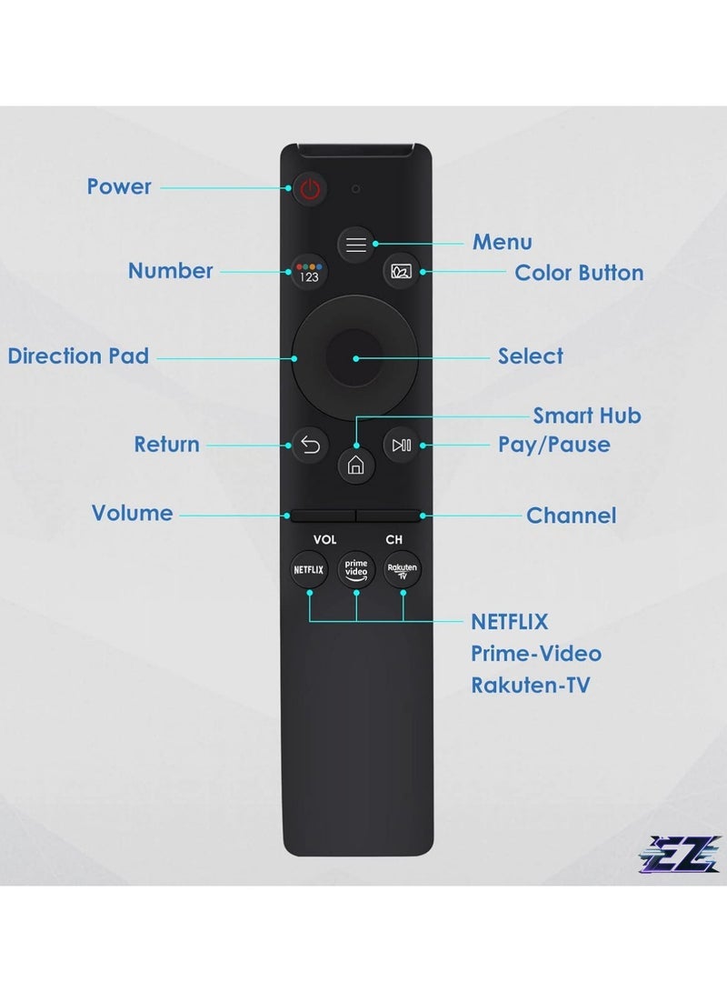 PopZa Universal Remote Control for All Samsung LED QLED UHD SUHD HDR LCD HDTV 4K 3D Crumbs Smart TVs, with Netflix/Prime Video/Rokute-TV Buttons with battery - Image 2