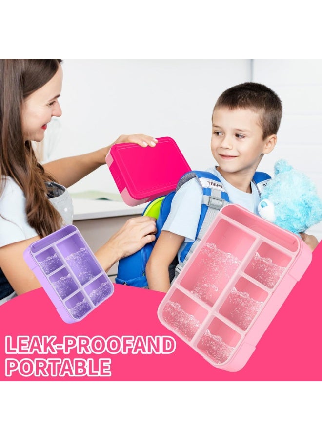 Beauenty Hap Tim Bento Lunch Box for Kids & Adults, Lunchbox Containers with Tablewares for Boys & Girls, Leakproof, Microwave, Dishwasher, Freezer Safe, Bpa-Free, Pink - Image 2