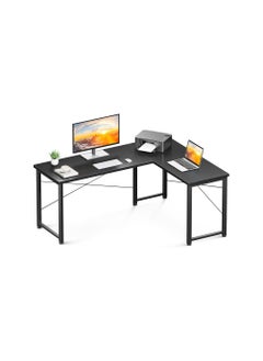 AGD Multi-use L-shaped computer and study desk for home, office and work, Black color  - Image 1