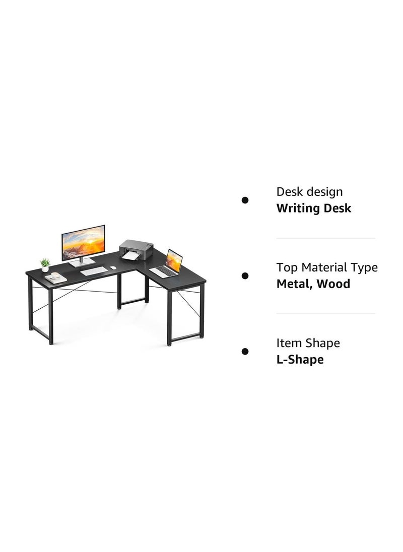 AGD - Multi-use L-shaped computer and study desk for home, office and work, Black color - Image 1