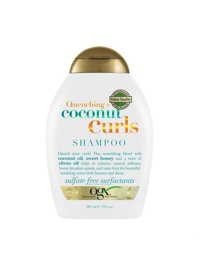 Ogx - Quenching + Coconut, Curl-Defining Shampoo, Hydrating & Nourishing Curly Hair Shampoo with Coconut Oil, Citrus Oil & Honey, Paraben, Sulfate-Free Surfactants, 13 floz - Image 1