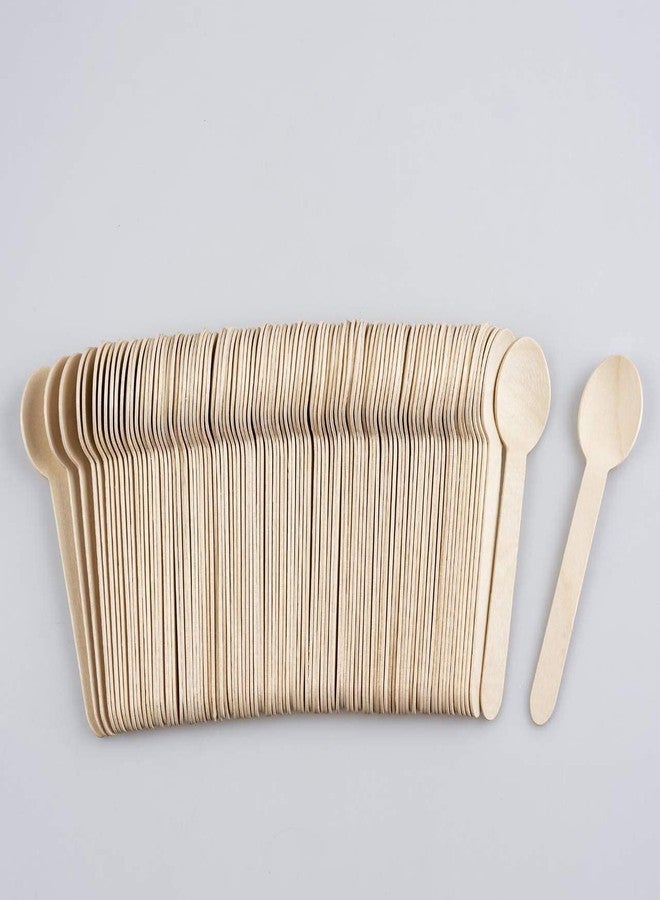 Happy Space Disposable Wooden Spoons, 140 mm, 100 Pieces (Pack of 1), Eco-Friendly, Biodegradable Cutlery, for Home Use, Party, Events - Image 2