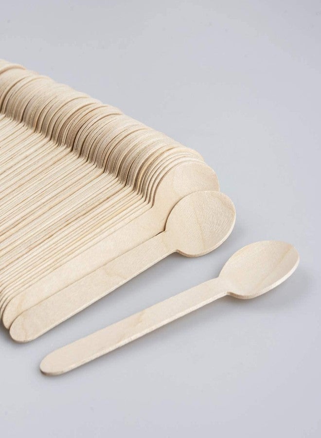 Happy Space Disposable Wooden Spoons, 140 mm, 100 Pieces (Pack of 1), Eco-Friendly, Biodegradable Cutlery, for Home Use, Party, Events - Image 3