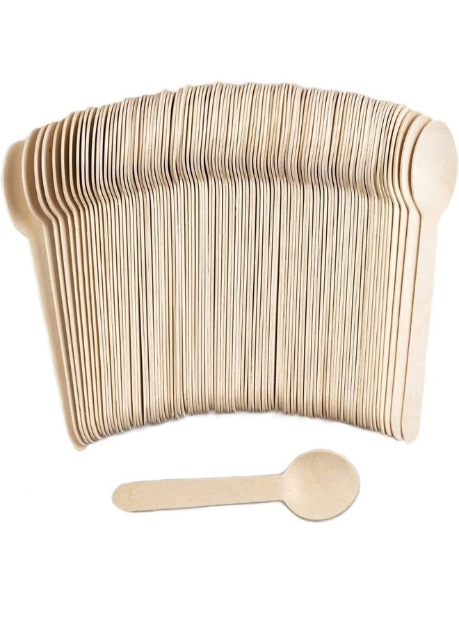 Happy Space Disposable Wooden Spoons, 140 mm, 100 Pieces (Pack of 1), Eco-Friendly, Biodegradable Cutlery, for Home Use, Party, Events - Image 1