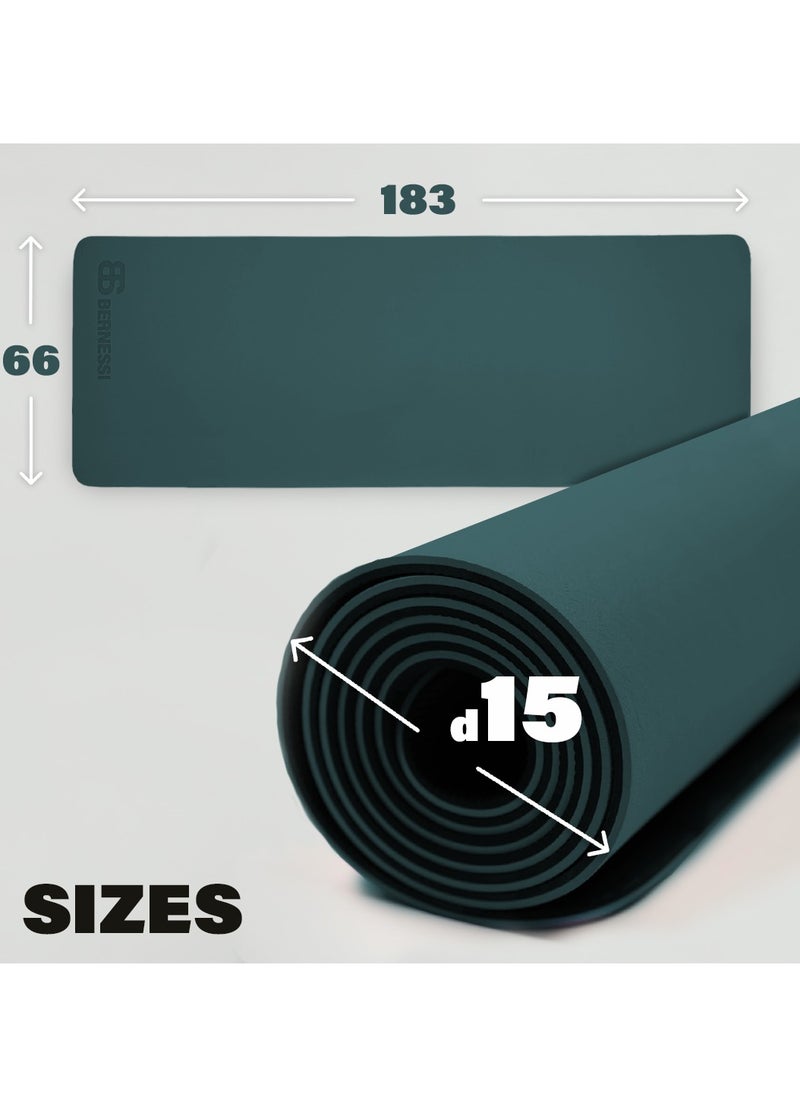 Bernessi 8MM Yoga Mat with Carrying Strap Anti-Slip for Home Workout Exercises Meditation Eco Friendly, Non Skid TPE Yoga Mattres for Pilates 183x61x0.8cm Thick, Blue / Black Color  - Image 4