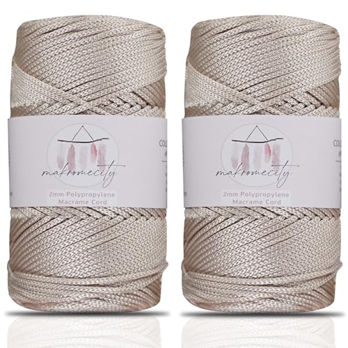 Makromecity, 2 Skeins of Polyester Macrame Cord 2mm x 250 Yards (750 feet) 2mm Polypropylene Macrame Cord for Macrame Art & Crafts for Wall Hangings, Bags, Underplate, Rug (29 Colors Available) - Image 1