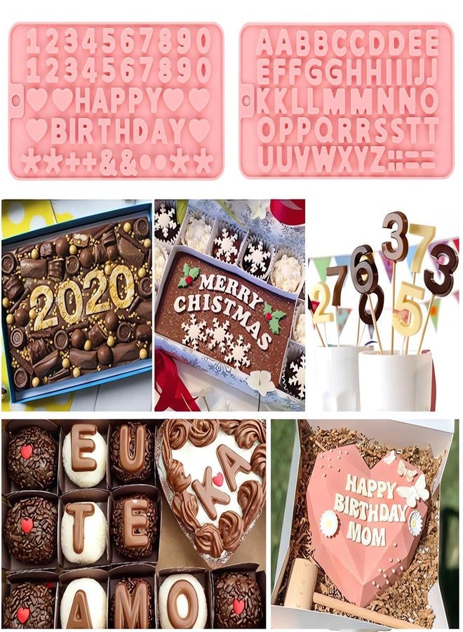 TARINI 2Pcs Silicone Moulds, Silicone Cake Moulds for Baking, Chocolate Moulds Silicone, Pink Alphabet Number Fondant Molds - Happy Birthday Silicone Molds for Chocolate Cake Decoration, DIY Baking Tools - Image 3