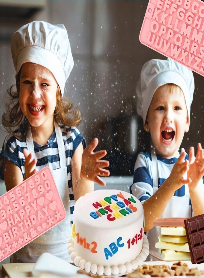 TARINI 2Pcs Silicone Moulds, Silicone Cake Moulds for Baking, Chocolate Moulds Silicone, Pink Alphabet Number Fondant Molds - Happy Birthday Silicone Molds for Chocolate Cake Decoration, DIY Baking Tools - Image 5
