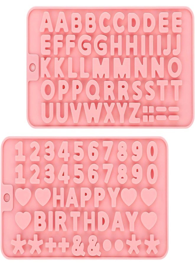 TARINI 2Pcs Silicone Moulds, Silicone Cake Moulds for Baking, Chocolate Moulds Silicone, Pink Alphabet Number Fondant Molds - Happy Birthday Silicone Molds for Chocolate Cake Decoration, DIY Baking Tools - Image 1