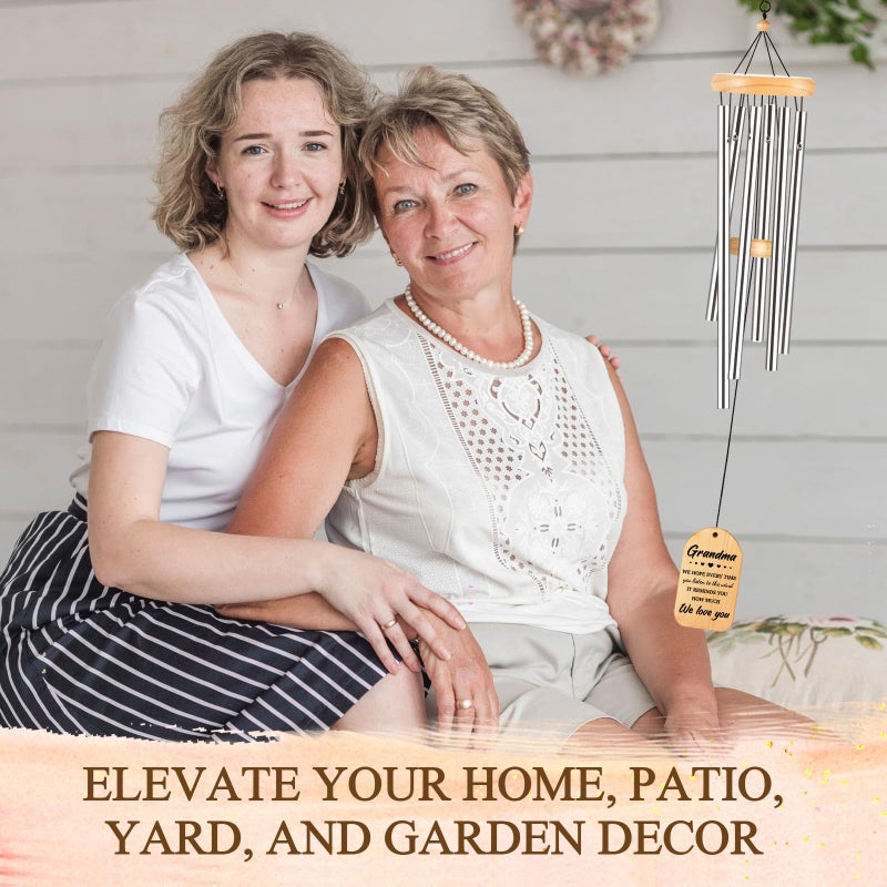 Milcier Gifts for Grandma, Grandma Birthday Gifts, Grandma Wind Chimes, Best Christmas Mothers Day Thanksgiving Present for Grandmother, Nana, Granny, 25.5 inches, Silver - Image 2