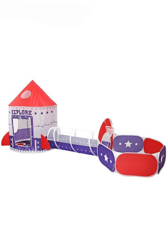 DURKU 3pc Children's Play Tent with Ball Pit, Basketball Hoop, Crawl Tunnel - Princess Castle and Space Ship Playhouse for Boys and Girls - Indoor and Outdoor Kids Play House - Ideal Gifts - Image 1