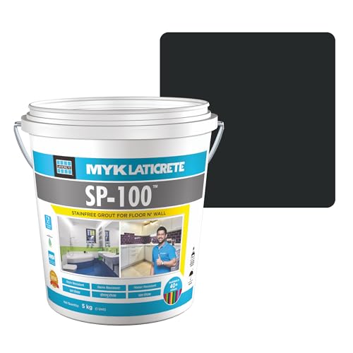 MYK LATICRETE SP-100™ Premium Epoxy Grout (22-Midnight Black, 5KG) | Stain- Resistant, Germ Resistant, & Water-Resistant-For Bathroom & Kitchen (Food Grade CFTRI Certified)- Floor & Wall Tile Joints - Image 1