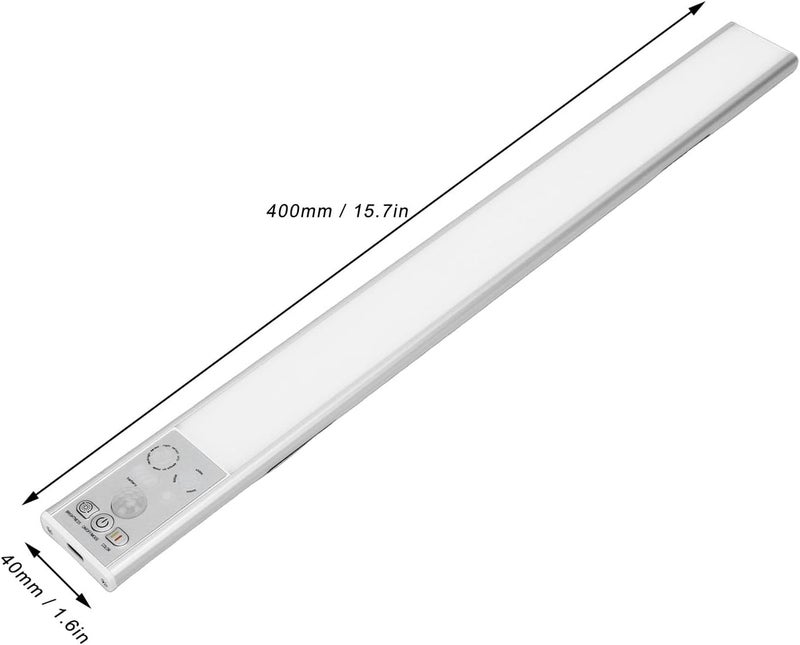 Motion Sensor Light, 15.7in 120° Detection Adjustable Brightness Under Cabinet Light 3 Color Rechargeable Battery Powered Light Bar for Kitchen Closet Stairway - Image 1