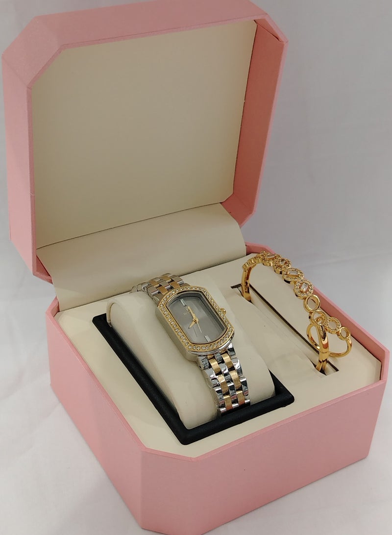 Generic Soft and elegant women's sets, zircon, steel watch 
