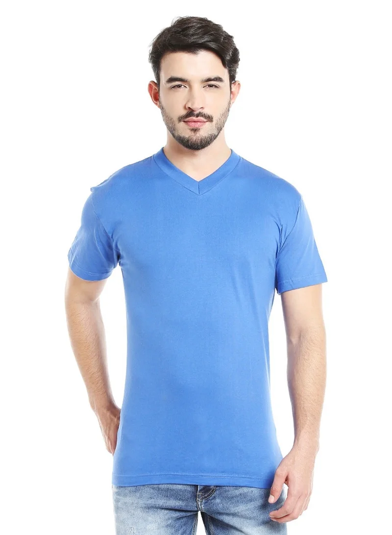 BYC MEN'S V-NECK COTTON T-SHIRT (PACK OF 3) - BLUE